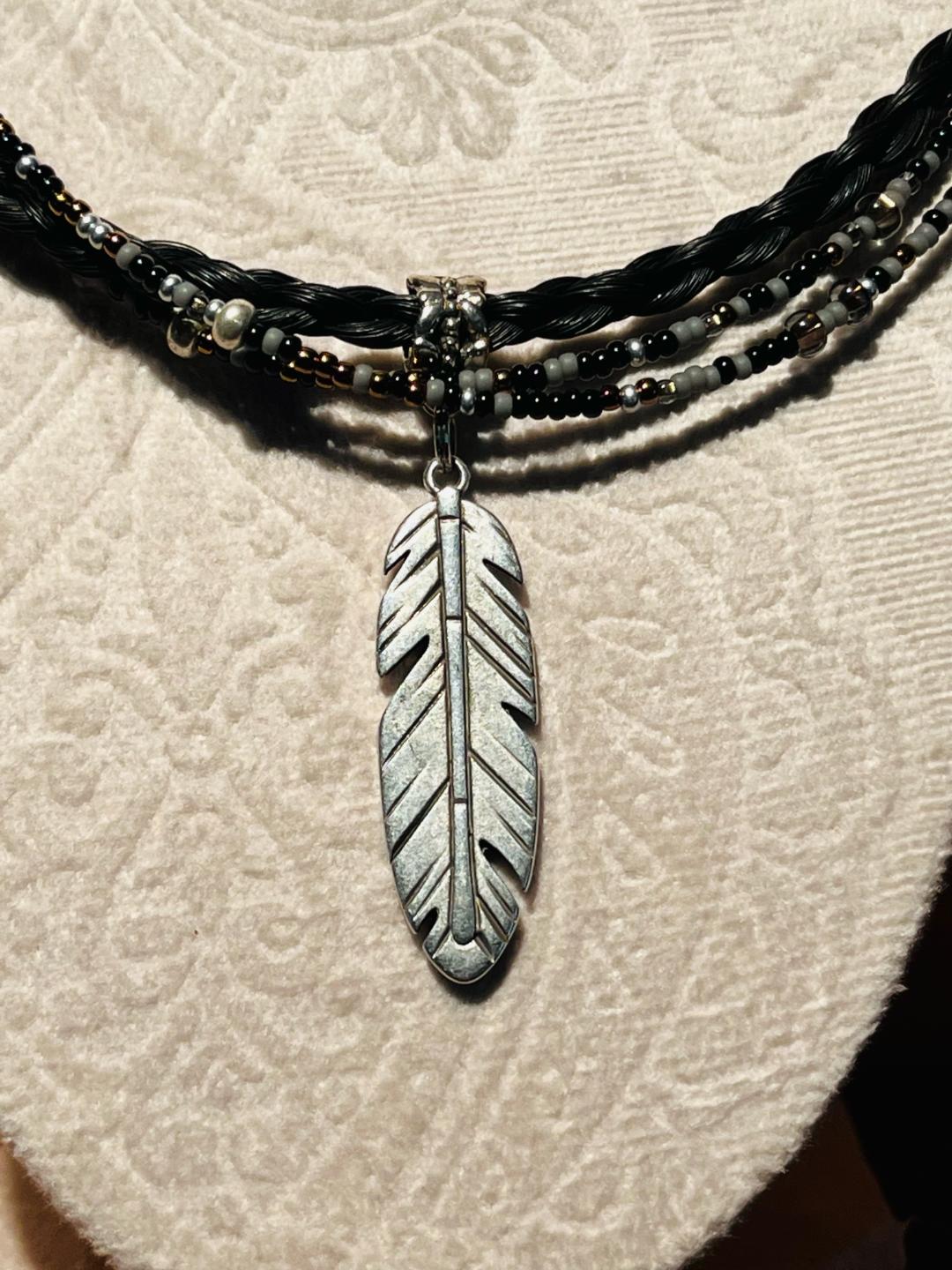 Midnight Black Feather Necklace