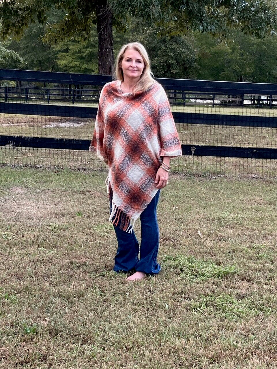 Fall Colors Poncho with fringe