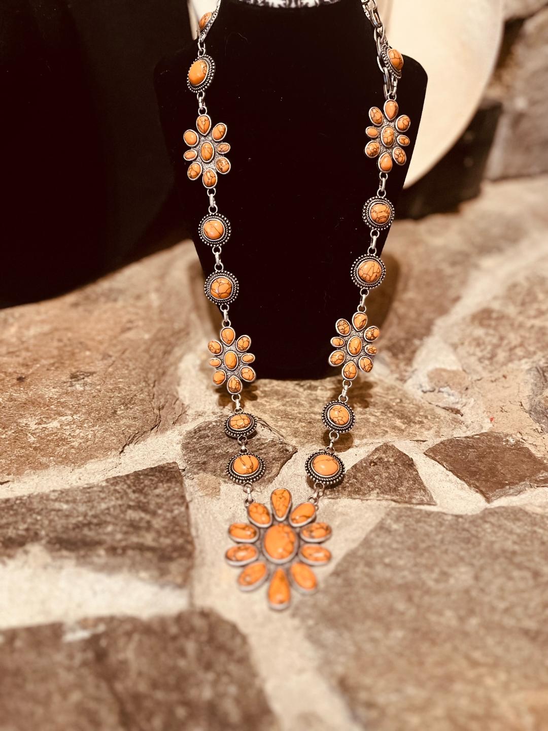 Antique Orange Necklace and earrings