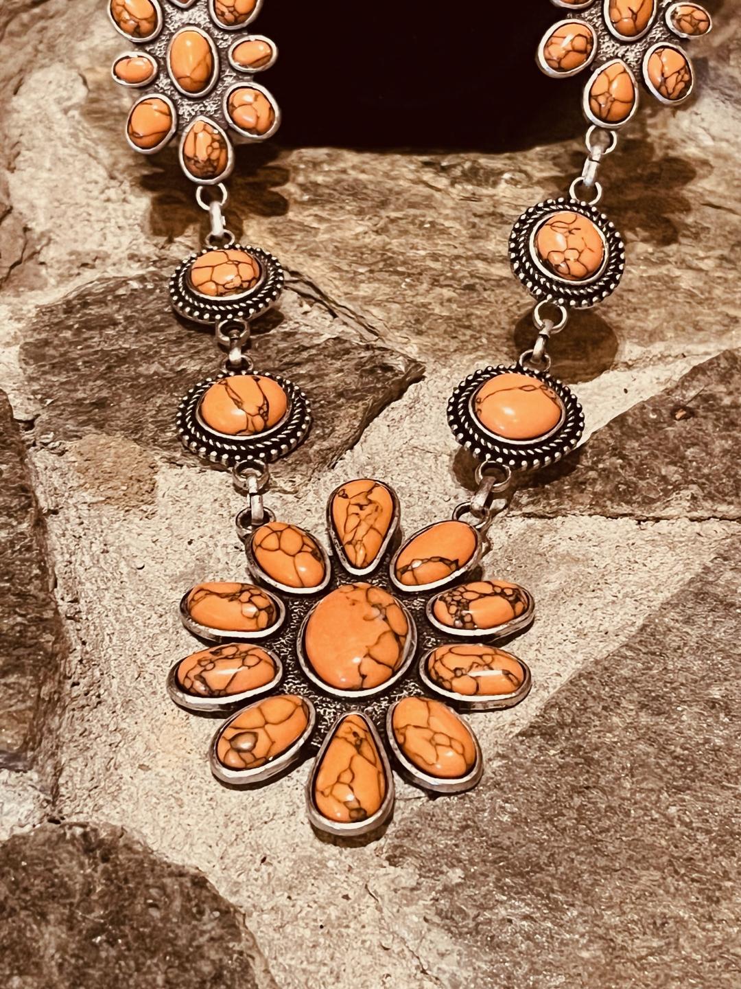 Antique Orange Necklace and earrings