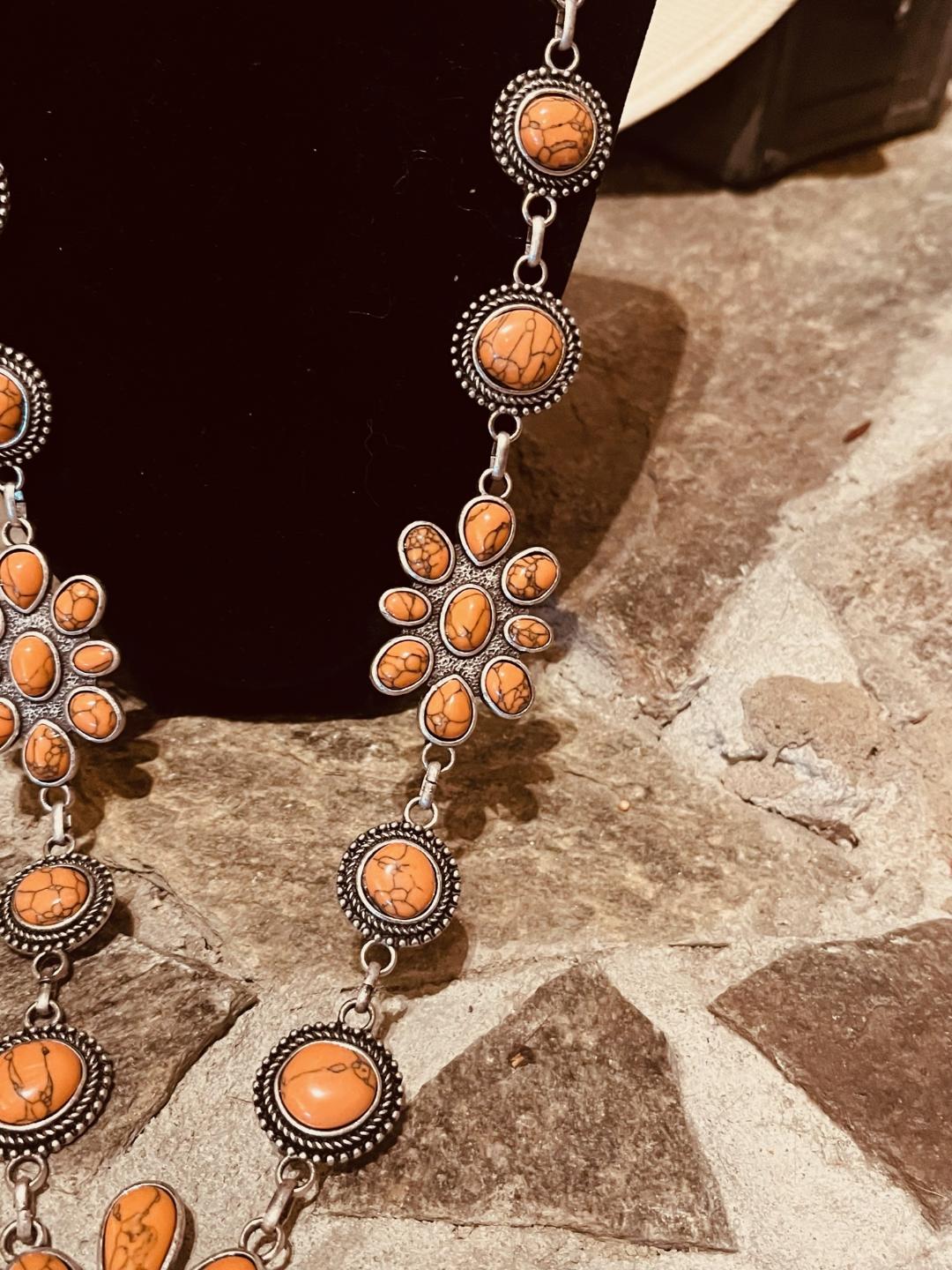 Antique Orange Necklace and earrings