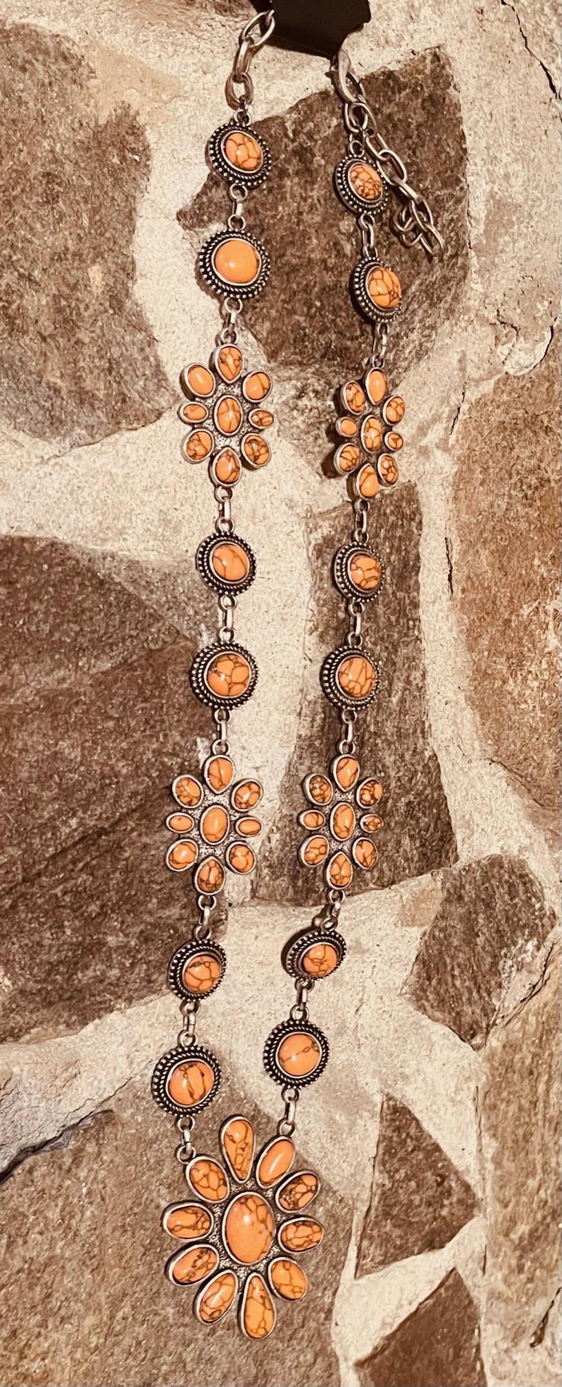 Antique Orange Necklace and earrings