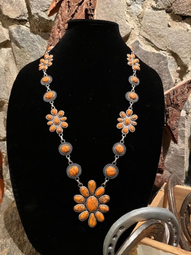 Antique Orange Necklace and earrings