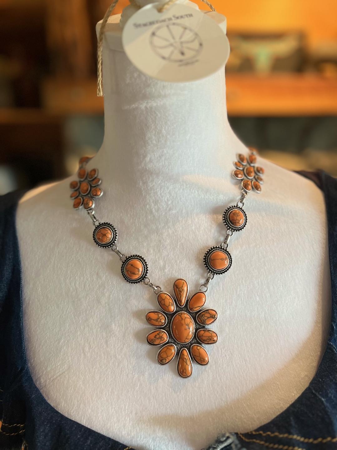 Antique Orange Necklace and earrings