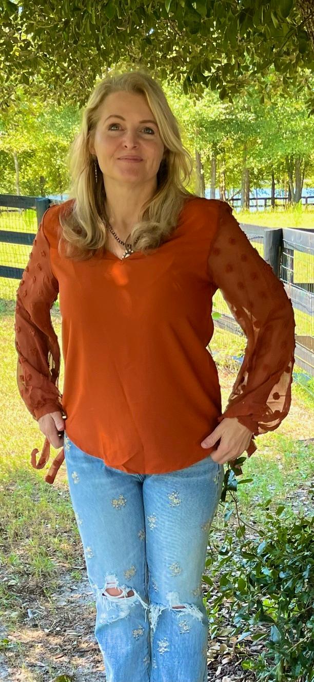V-Neck Long Sleeve Swiss Dot top