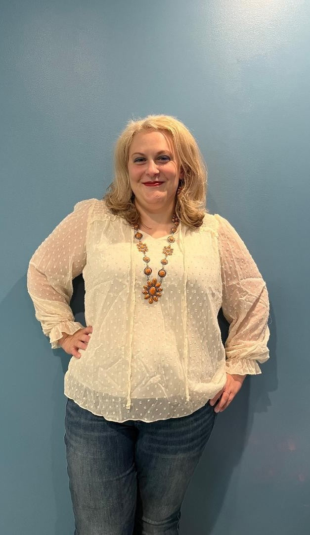 Cream colored Long sleeve peasant blouse