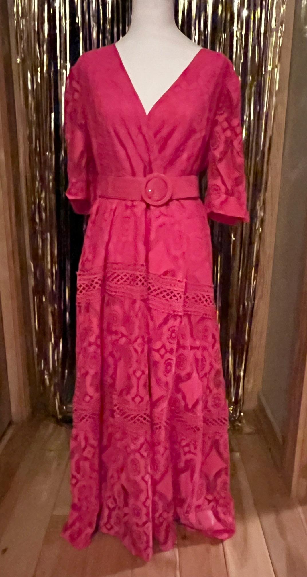 Fuchsia Lace Maxi dress
