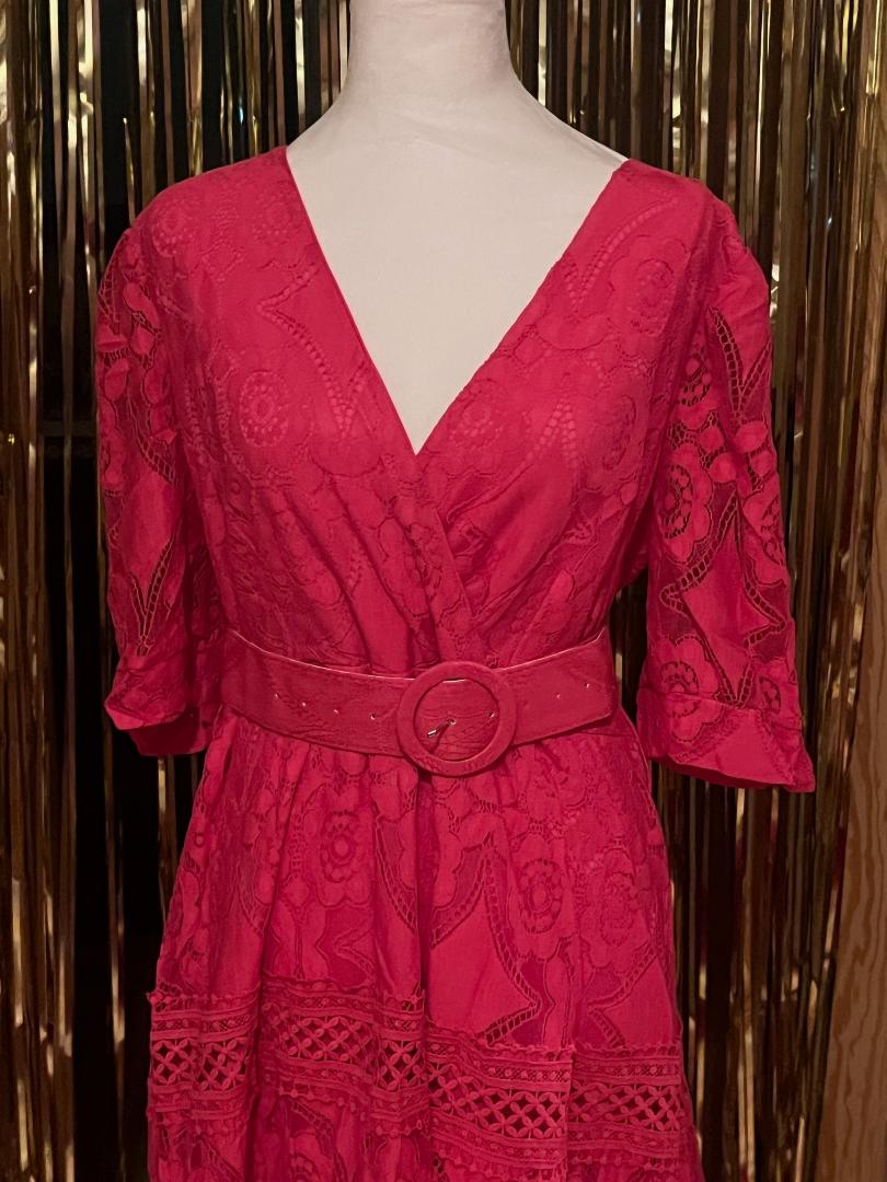 Fuchsia Lace Maxi dress