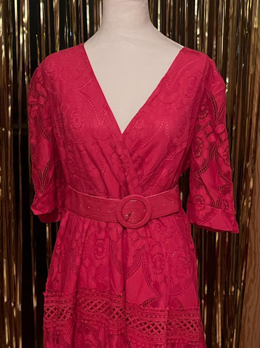 Fuchsia Lace Maxi dress