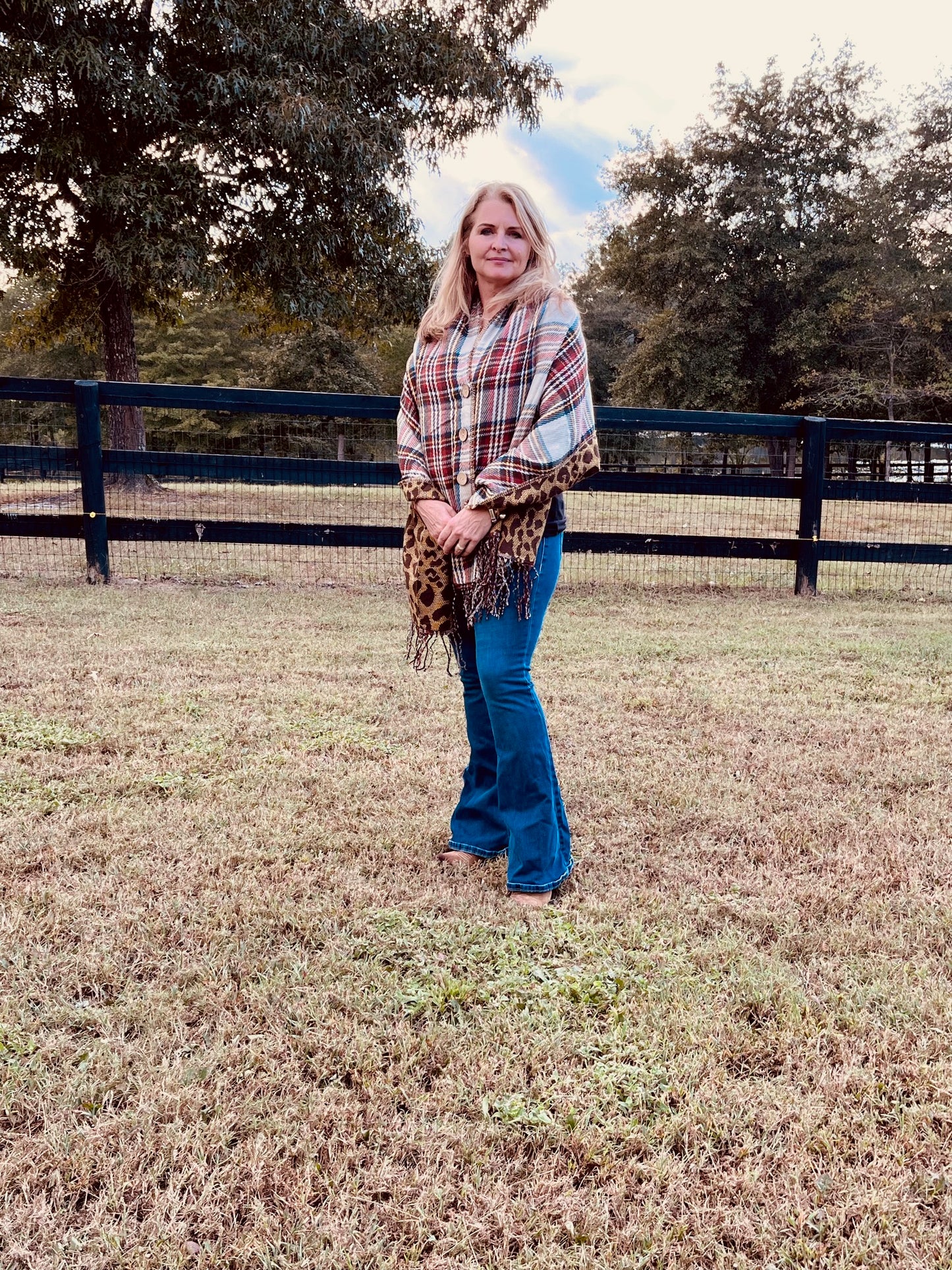Fall Colors Poncho with fringe