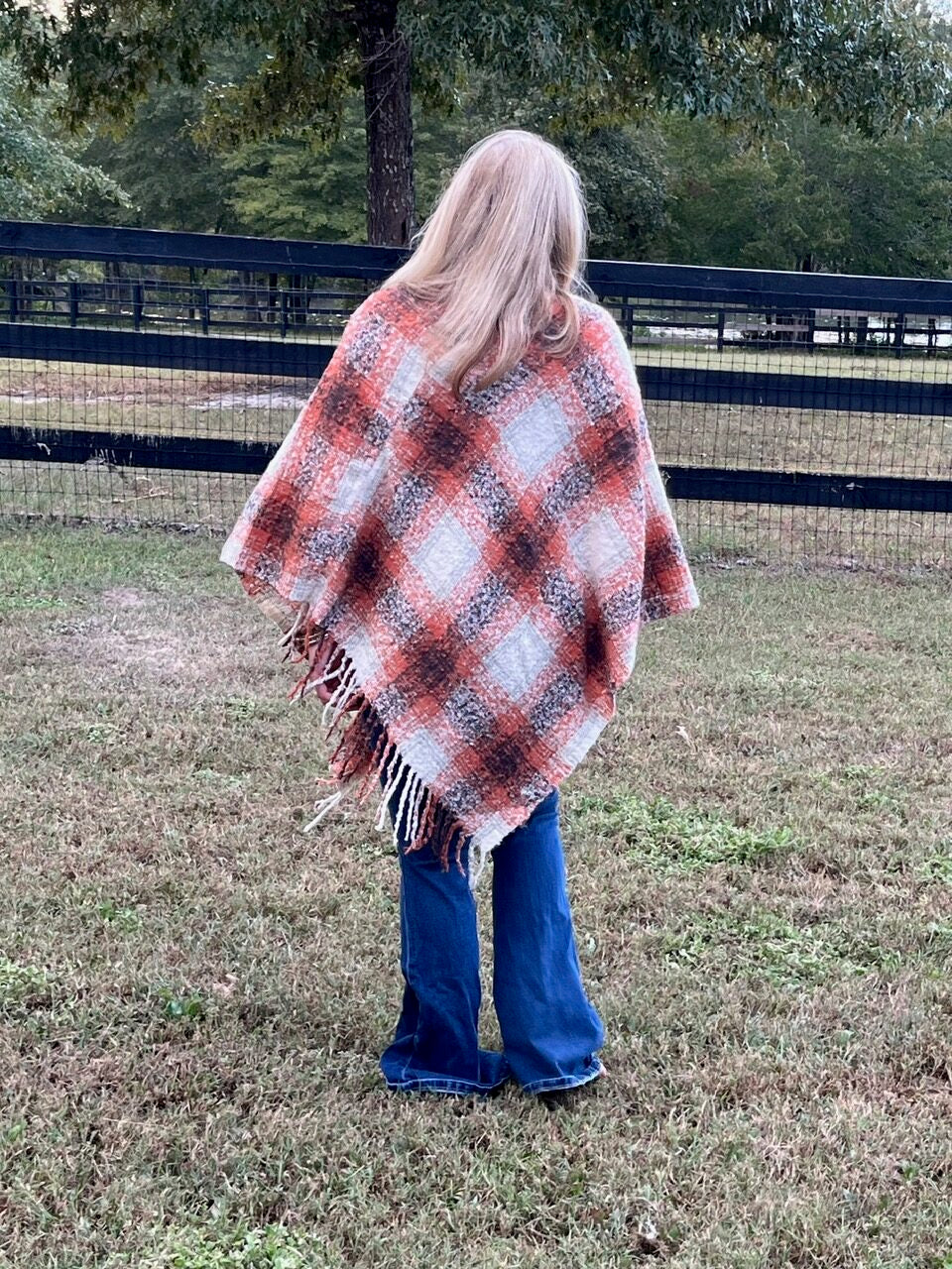 Fall Colors Poncho with fringe