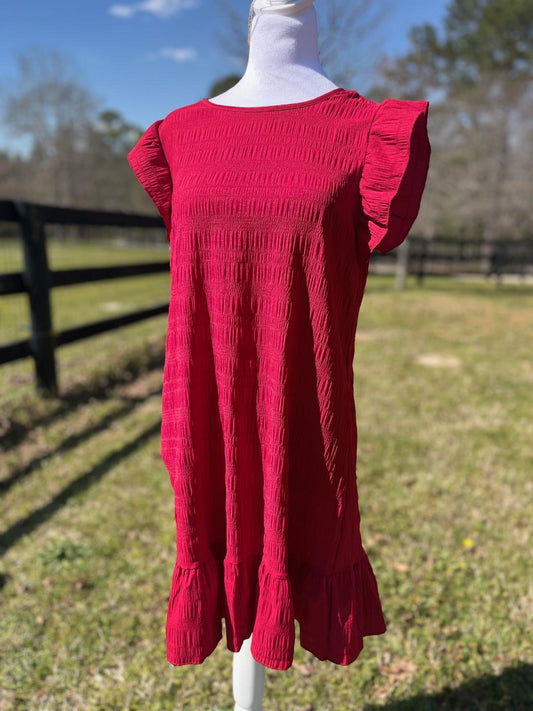 Red Ruffle Sleeve Dress