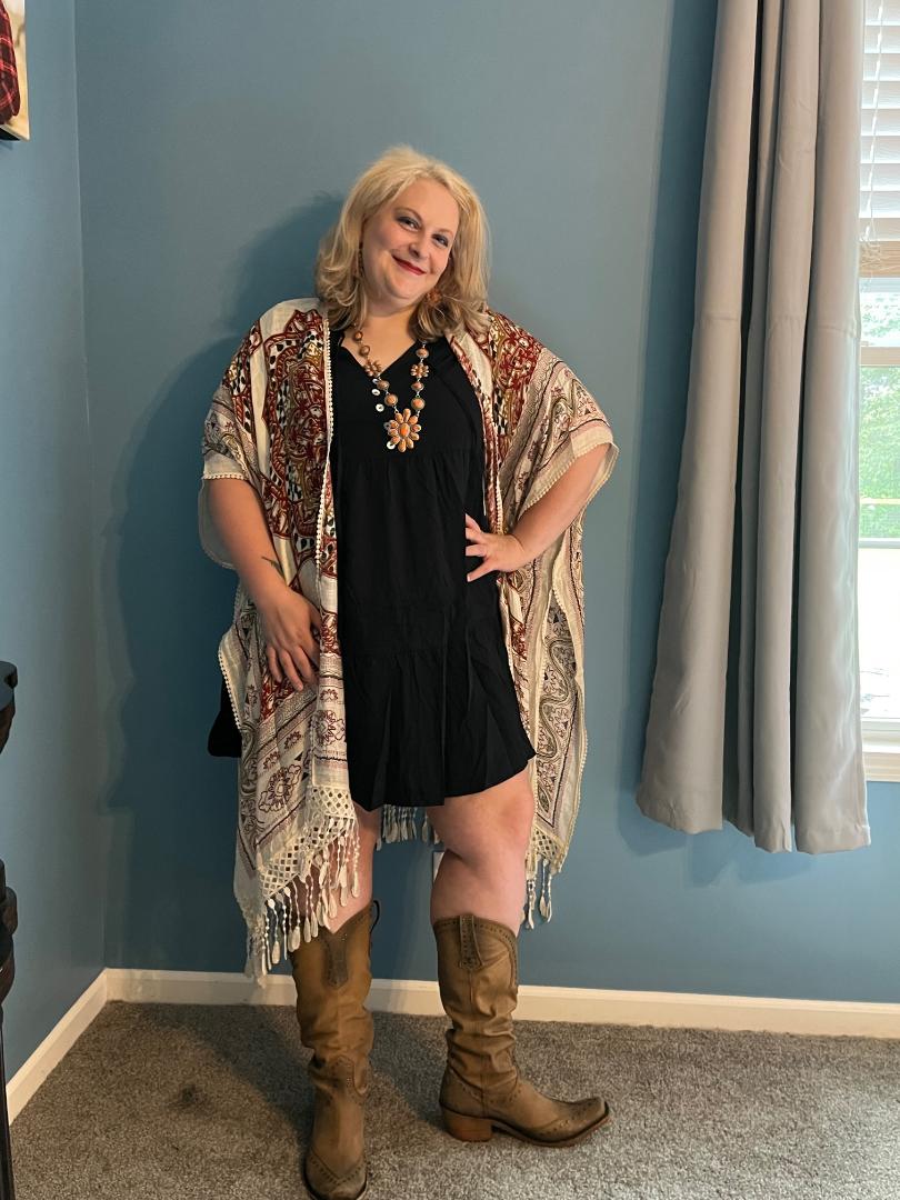 Red Print  Tassel Fringe Kimono