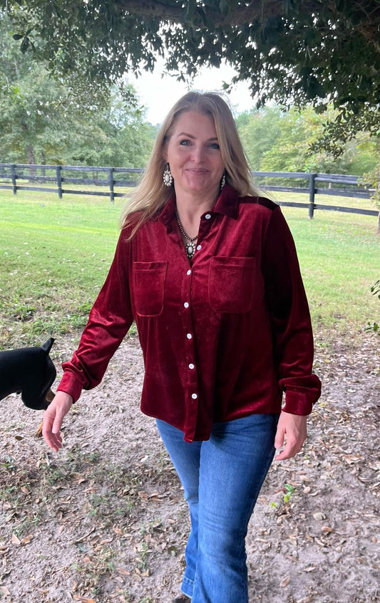 Red Velvet Button up shirt