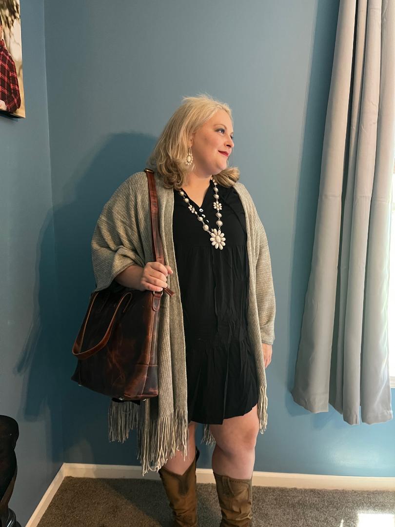 Grey soft knitted Kimono Cardigan with fringe