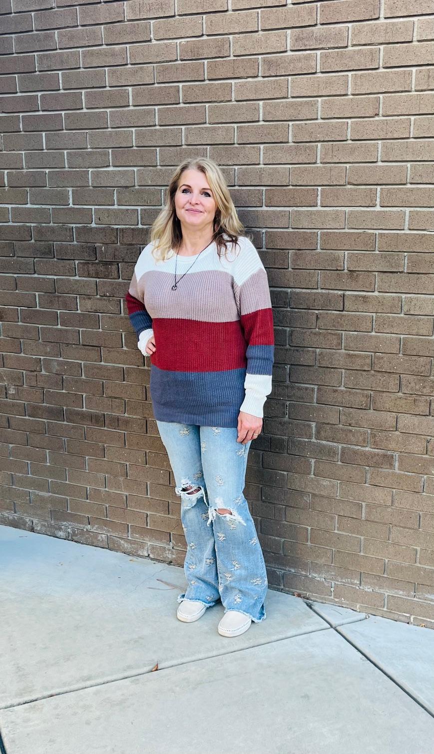 Earth tone color blocked Sweater