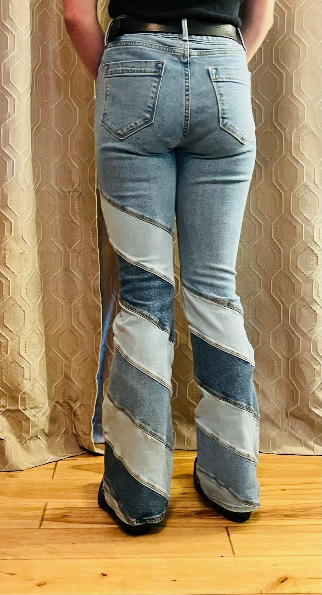 Driftwood Striped Flair leg jeans