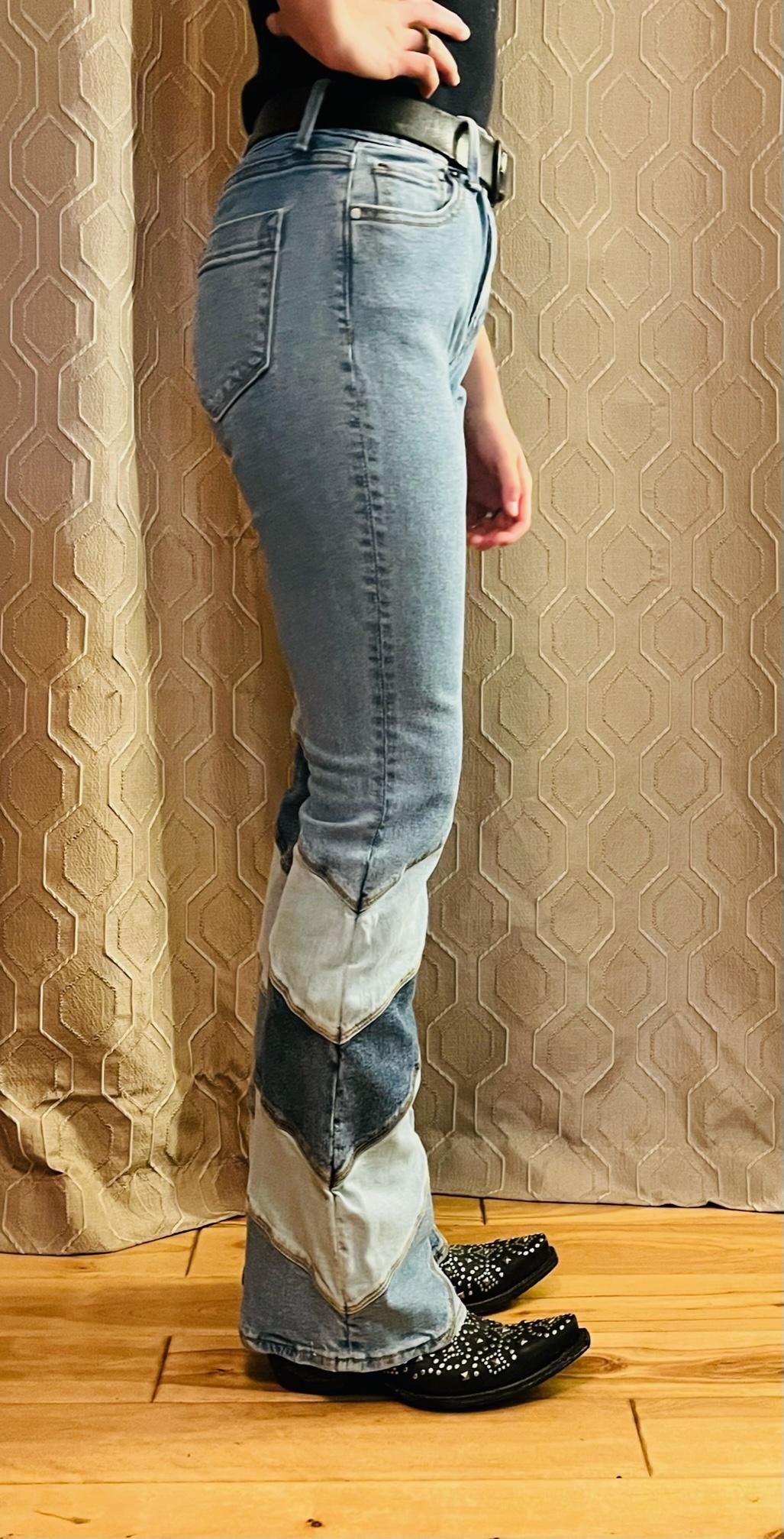 Driftwood Striped Flair leg jeans