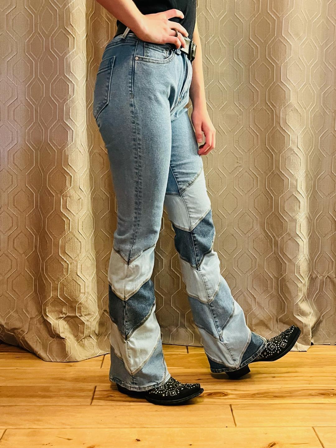 Driftwood Striped Flair leg jeans