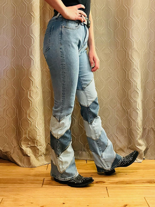 Driftwood Striped Flair leg jeans