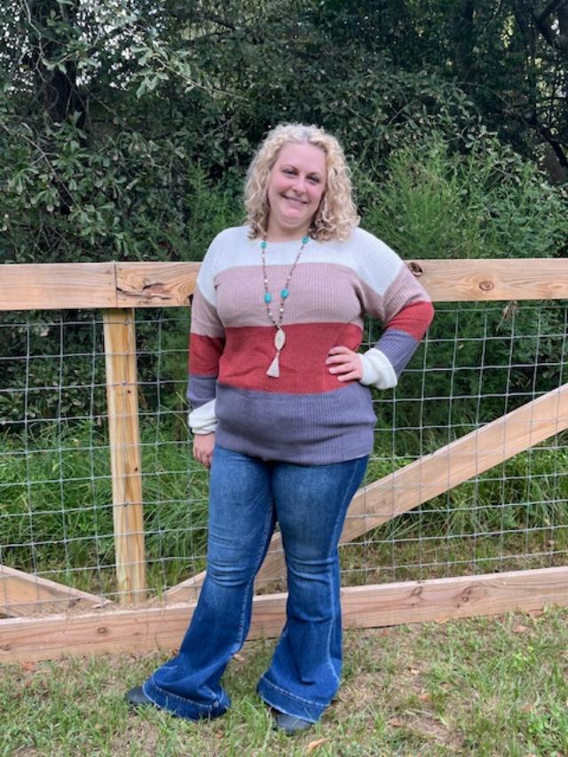 Earth tone color blocked Sweater