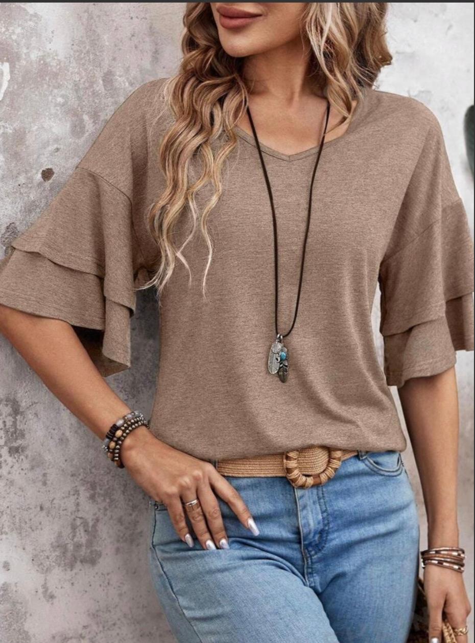 Elbow length flutter top