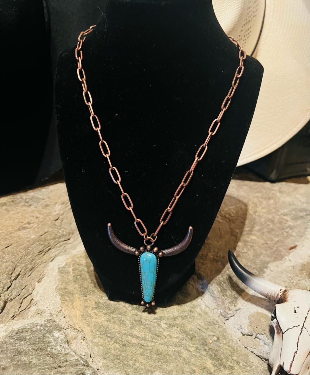 Copper Longhorn necklace
