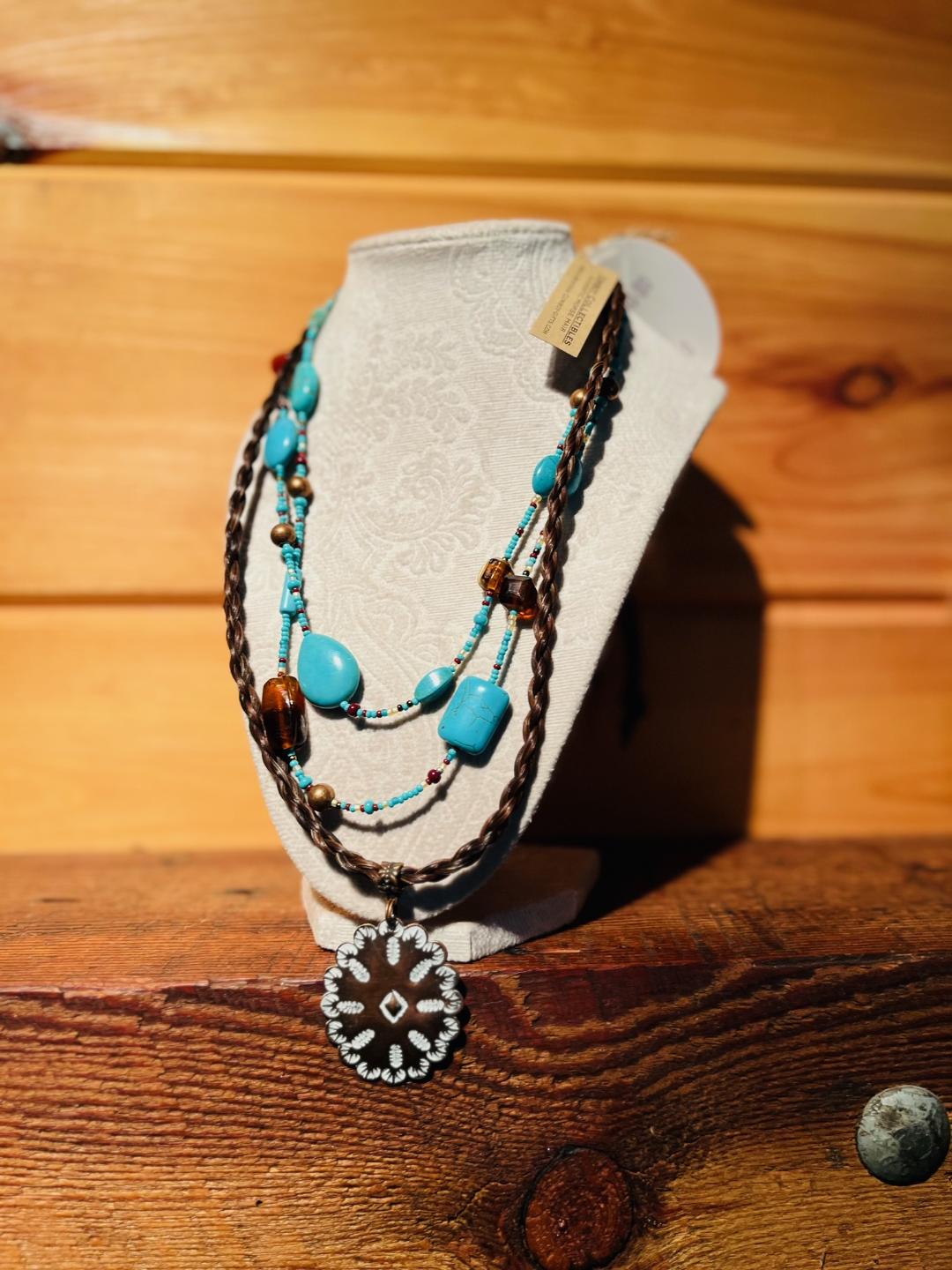 Turquoise Concho Necklace