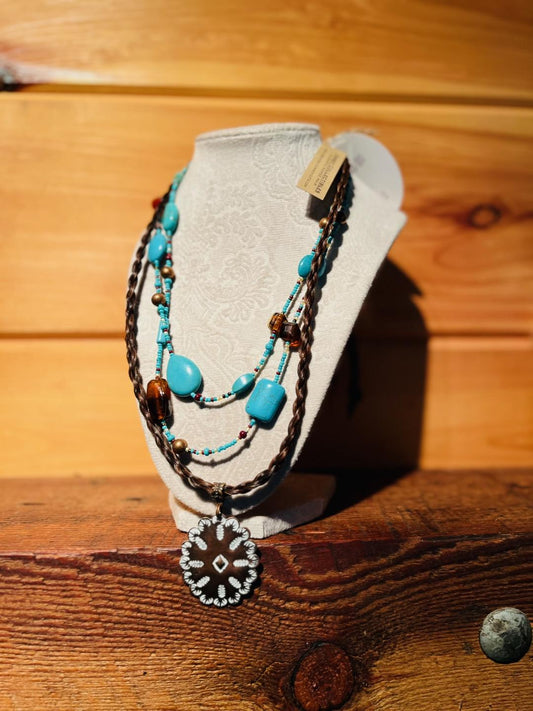 Turquoise Concho Necklace