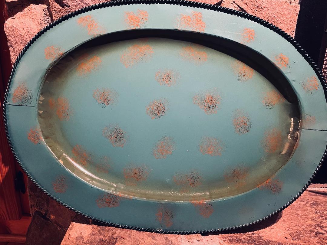Turquoise and Patina Serving Tray