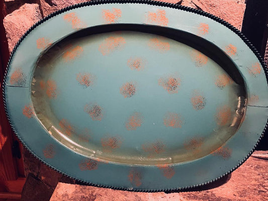 Turquoise and Patina Serving Tray