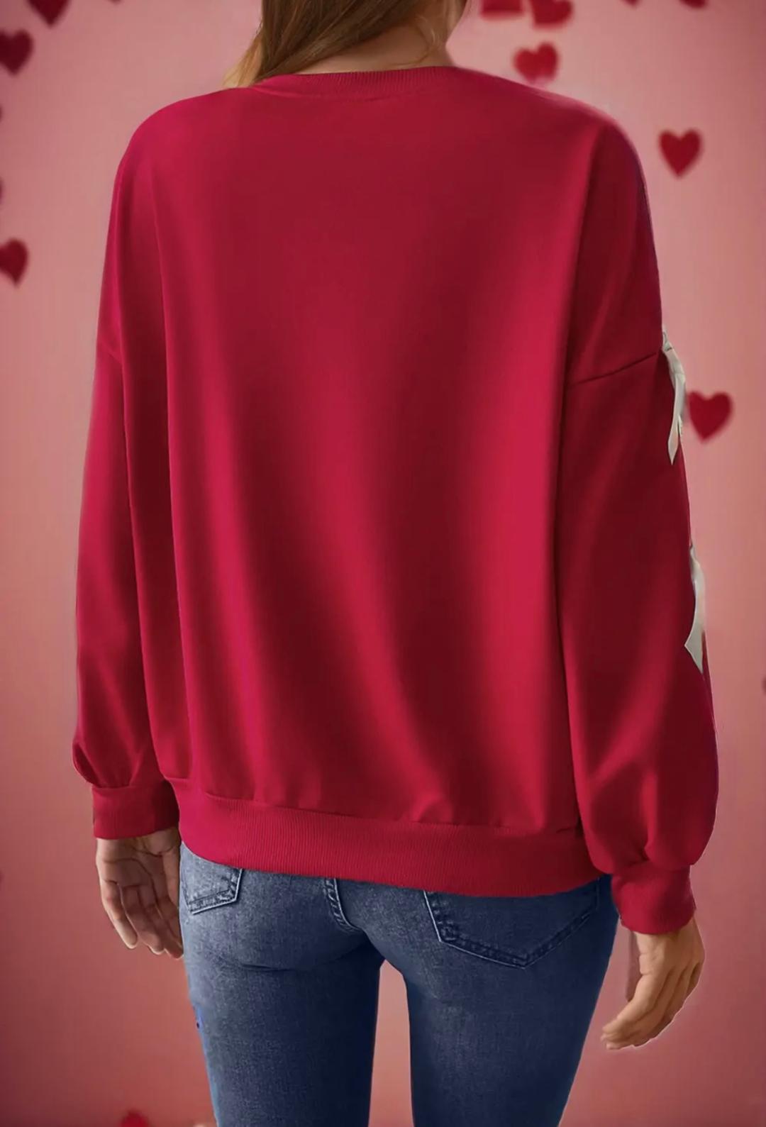 Red Sweatshirt with ribbon bows