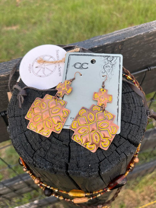 Yellow Medallion Earrings